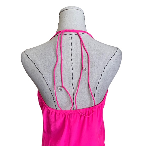 Karina Grimaldi Neon Pink Silk Embellished Rhinestone Beaded Party Dress Revolve - Picture 6 of 16
